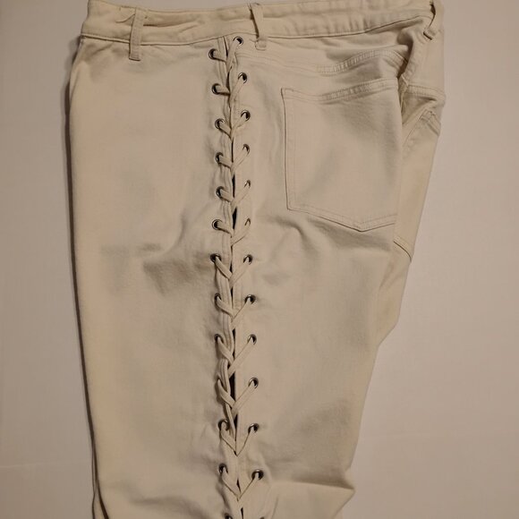 H&M Cream Lace Up Straight High Jeans - 16 - Picture 12 of 12